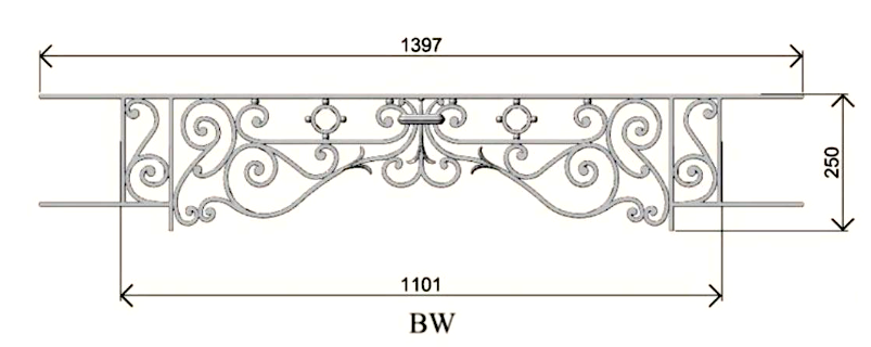 garde-corps, barre d'appui, appui de fenêtre, balustrade, en fonte moulée et fer forgé_LOISELET_BM